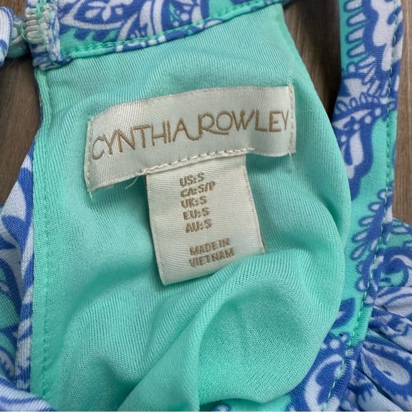 Cynthia Rowley Paisley Turquoise and Blue Whimsical Halter Women’s Dress - Picture 2 of 4